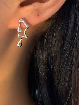 Asymmetrical Liquid Metal Drop Earrings